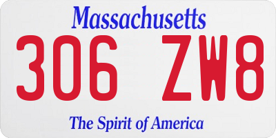 MA license plate 306ZW8