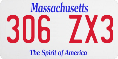 MA license plate 306ZX3