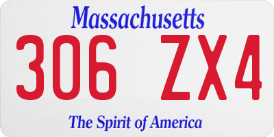 MA license plate 306ZX4
