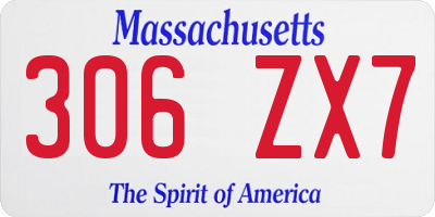 MA license plate 306ZX7