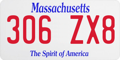 MA license plate 306ZX8