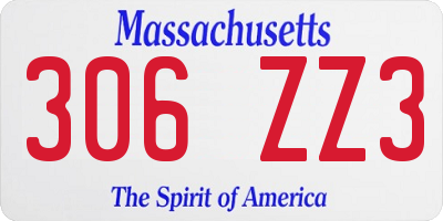 MA license plate 306ZZ3
