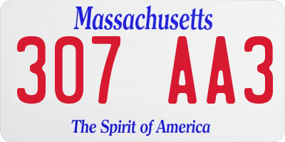 MA license plate 307AA3