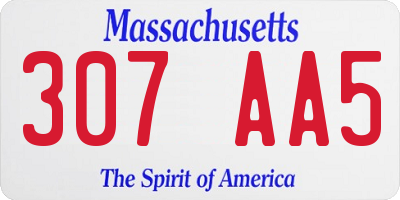 MA license plate 307AA5