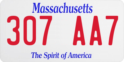 MA license plate 307AA7