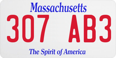 MA license plate 307AB3