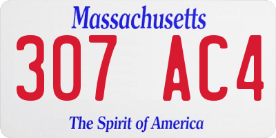 MA license plate 307AC4