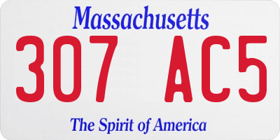 MA license plate 307AC5