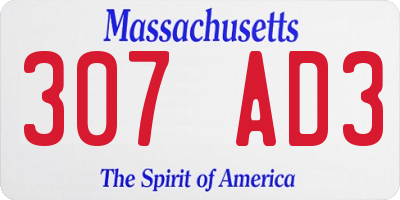 MA license plate 307AD3