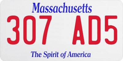 MA license plate 307AD5