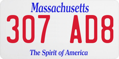 MA license plate 307AD8