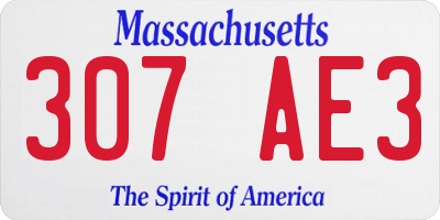 MA license plate 307AE3