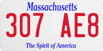 MA license plate 307AE8