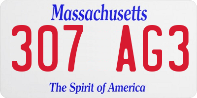 MA license plate 307AG3