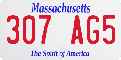 MA license plate 307AG5