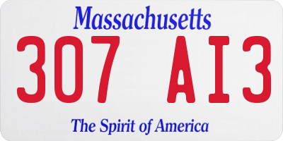 MA license plate 307AI3