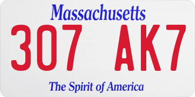 MA license plate 307AK7