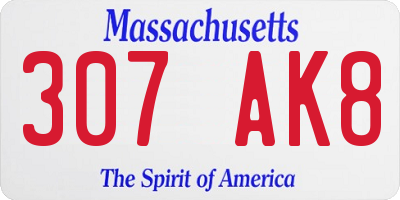 MA license plate 307AK8