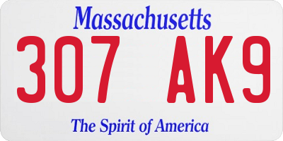 MA license plate 307AK9