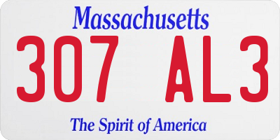 MA license plate 307AL3