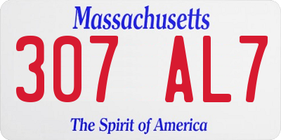 MA license plate 307AL7