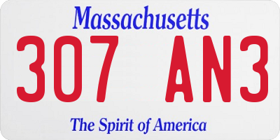 MA license plate 307AN3