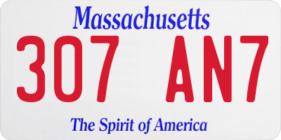 MA license plate 307AN7