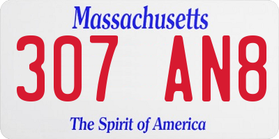 MA license plate 307AN8