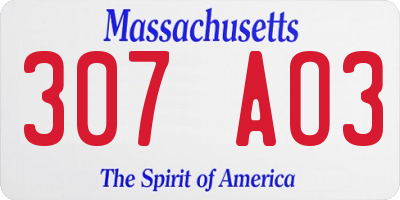 MA license plate 307AO3