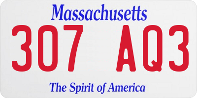 MA license plate 307AQ3