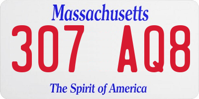 MA license plate 307AQ8