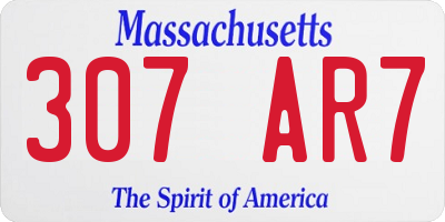 MA license plate 307AR7