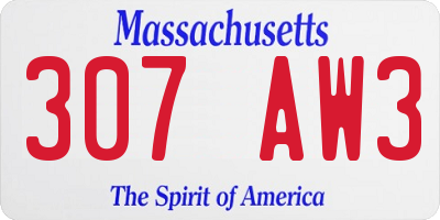 MA license plate 307AW3