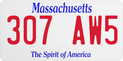 MA license plate 307AW5