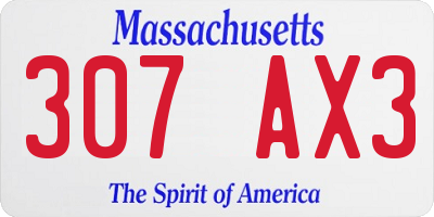 MA license plate 307AX3