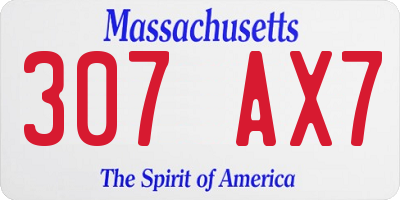 MA license plate 307AX7