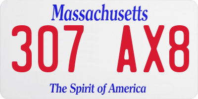 MA license plate 307AX8