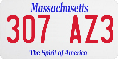 MA license plate 307AZ3