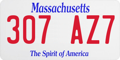 MA license plate 307AZ7