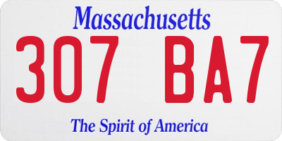 MA license plate 307BA7