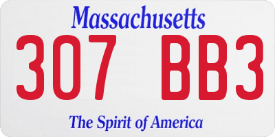 MA license plate 307BB3