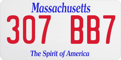 MA license plate 307BB7