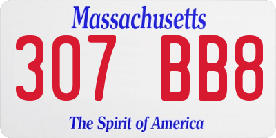 MA license plate 307BB8