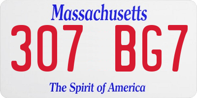MA license plate 307BG7