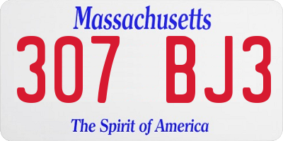 MA license plate 307BJ3