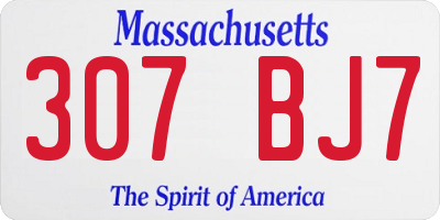 MA license plate 307BJ7