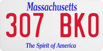 MA license plate 307BK0