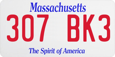 MA license plate 307BK3