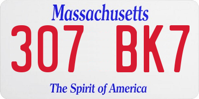 MA license plate 307BK7