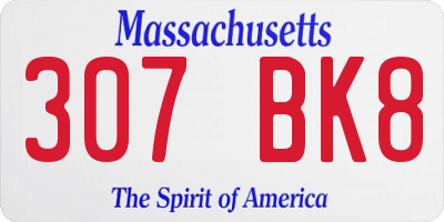 MA license plate 307BK8